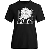 Elibeauty lunanana Hunter X Hunter bedrucktes T-Shirt aus Polyestergewebe, kurzärmeliges Oberteil für Mädchen und Frauen, 1 XL Schw