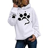 hahashop2 Frauen Schöne Mit Bären Ohren Fleece Feste Hoodie Pullover Mädchen Langarm Casual Sweatshirts Cat Graphic Langarm Pullover Hoodies Tops Teens Casual Cat Paw Thin Fleece Sw