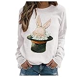 Oversize-Sweatshirts, Basic-T-Shirts für Damen, lustige Hemden für Damen, langärmlig, lässig, für Herbst, Winter, Rundhalsausschnitt, lose T-Shirts, (#001) Weiß, XX-Larg