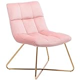 Duhome 2er Set Sessel Stuhl Gestell Golden gesteppt Lounge Sessel Polsterstuhl Lehnstuhl 8098, Farbe:Pink, Material:S