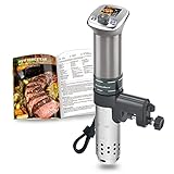 Sous-Vide Garer Ultra-leise Tauchzirkulator: Farbige LCD-Rezepte | G320 Pro Silver Machine, Bürstenloser Gleichstrommotor | 1100 Watt | Wird mit Rezeptbuch geliefert | IPX7 KitchenB