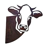 Gartenstecker Rost Deko, Metall Voyeur Kuh, Kuh Metall Baumstecker für Holz Zaunfiguren Gartendekoration, Rost Deko für Garten Für Gartenhof und Innen- und Außendekoration (Kuh)