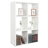 RICOO Standregal (WM078-WM) 97 x 65 x 30 cm Holzregal Weiß Matt Bücherregal Organizer Bücherschrank Raumteiler Pflanzenregal W