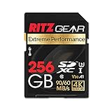 Extreme Performance High Speed UHS-I SDXC 256 GB SD-Karte 90/60 MB/S U3 A1 Class-10 V30 Speicherkarte für SD-Geräte, die Full-HD, 3D, und 4K-Videos sowie Rohfotografie aufnehmen kö