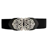 CHIC DIARY Damen Vintage Breiter Taillengürtel mit Metall Schnalle Stretch Gürtel Retro Hüftgürtel Elastische Kleidgü