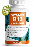 VITAMIN B12 Depot • 1000µg + FOLSÄURE • 400µg | 360 kleine Tabletten | Vorratspackung für die Familie | Methylcobalamin B12 | Quatrefolic® Folsäure | Made in Germany | 100% veg