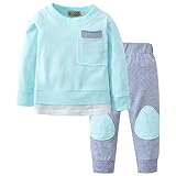 Allence Babykleidung Kinder Jungen BlumenHoodie Mädchen Kapuzen Streifen T-Shirt Tops + Pants Kleidung Set Lange Ärmel Blumen Hosen Baby Bekleidungssets Trainingsanzug (12-18Monat)