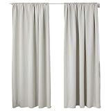 WOLTU VH5881cm-2, 2er Set Gardinen Vorhang Blickdicht mit Kräuselband für Schiene, 250g/m2 Schwere Verdunklungsvorhänge Thermovorhang lichtdicht für Wohnzimmer Schlafzimmer Küche, 135x225 cm, Crè