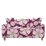 Meiju Blumendruck Sofabezug Sofa Überwürfe L Form 1/2/3/4-Sitzer- Elastische Stretch Sofa Abdeckung - Antirutsch Sofa Schonbezug Couchbezug für Wohnzimmer (Violett,2-Sitzer 145-185cm)