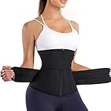 Bingrong Damen Bauchweggürtel Schwitzgürtel Fitness Sauna Gürtel Taille Trimmer Bauchgürtel Waist Trainer Verstellbarer Body Shaper Bauchweg Taillenformer (Schwarz, Large)