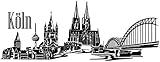 Wandtattoo Skyline Köln Text Stadt Wand Aufkleber Wandsticker Wandaufkleber Deko sticker Wohnzimmer Autoaufkleber 1M672, Skyline Größe:Länge 120