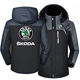 XPRINT Herren Mountain wasserdichte Skijacke für Skoda Windproof Fleece Outdoor Wintermantel mit Kapuze(Color:Black,Size:XX-Large)