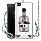 DeinDesign Carry Case kompatibel mit Huawei P9 Lite (2016) Hülle mit Band Handykette zum Umhängen hellgrün Gin Statement F