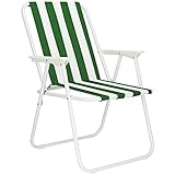 SPRINGOS Klappstuhl Campingstuhl mit Armlehnen Camping-Urlaub 74x52x57 cm Festival-Saison Patio Metallrahmen aus Stahlrohren (Weiß-Grün)