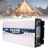 ZXLZM Spannungswandler 12V/24V/48V/60V Zu 110V/220V,Reiner Sinus Wechselrichter 6000W 7000W 8000W Stromwandler,Mit Eu-Steckdose Und 2 LüFtern Kfz Konverter,8000W-12Vto110V