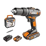 Worx 20 V Schlagbohrschrauber WX386, PowerShare, 18+1+1 Kupplungsposition, 13 mm Schnellspannbohrfutter, tragbar, 2 B