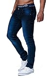 Leif Nelson Herren Jeans Hose Slim Fit Denim Blaue graue Lange Jeanshose für Männer Coole Jungen weiße Stretch Freizeithose Schwarze Cargo Chino Sommer Winter Basic LN303 Blau W32/L30