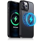 Meifigno Magnetische Hülle kompatibel mit iPhone 13 Pro Max, [Militärgeprüft & Kompatibel mit Magsafe], Durchscheinende Matte Rückseite mit weichem Rahmen, für iPhone 13 Pro Max 6.7 Zoll, Schw