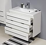 Quentis Badmöbel Genua, Breite 80/ Tiefe 39 cm, weiß glänzend, 3 Schubladen, Softeinzug, Metallgriffe, Waschbeckenunterschrank aufgeb