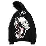 XDJSD Herren-Pullover Hoodie Herren-Pullover in großer Größe Herren- und Damen-Sweatshirt mit Totenkopf-Print Paar Hemd Kapuzenpullover Kapuzenob