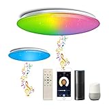 Chysongoods Φ50cm 55W Sternenhimmel Musik Deckenlampe Amazon Alexa Google Home Kompatibel Mit Bluetooth Lautsprecher Deckenleuchte LED RGB Farbwechsel Dimmbar für Küche Schlafzimmer W