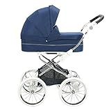 SMSOM Nest Kinderwagen |Kinderwagen mit höhenverstellbarer Reversible Sitz und Autositz, Stehen Falten und leichten Aluminiumrahmen (Color : Dark Blue)