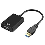 HAL USB zu HDMI Adapter, USB 3.0/2.0 zu HDMI Adapter, 1080P Full HD Video und Audio Multi Monitor Grafikkabel Konverter für PC Laptop Projektor HDTV Kompatibel mit Windows XP 7/8 /8.1/10 - Schw