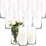 12 große Glaszylinder als Vase Windlicht je 20cm Zylinderglasvasen Zylindervase Kerzenglas Blumenvase aus G