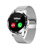 Die neue E1-2 Herren-Smartwatch mit Bluetooth-Anruf, IP67 wasserdicht, voller Touchscreen, Multimode, Sport, Nachrichten-Push-Uhr (Silber)