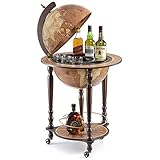 Zoffoli Globus Bar Da Vinci Rust 40 cm Weltkugel Hausbar mit Lenkrollen - Barschrank Getränkefach aus Nussbaumholz für Whiskey und Getränk