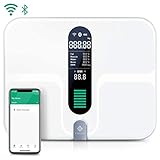 Etekcity WIFI Smart Waage, wiederaufladbare Bluetooth Körperfettwaage mit USB-Ladekabel, digitale Personenwaage mit 12 Körpermassnahmen, extra großer Plattform, leitfähigem ITO-Glas, 180 kg (400 lb)