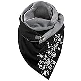 Damen Schal Winter Mit Knöpfen Frauen Kuschelig Bunt Herbst Warm Musselintuch Dreieckstuch Schwarz Blau Wollschal Seidentücher Unisex XXL Dreieck Poncho Scarf Halstü