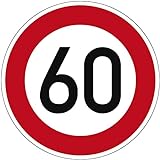Verkehrszeichen Zulässige Höchstgeschwindigkeit 60 Nr. 274-60 | Ø 420mm, Alu 2mm, RA1 | Original Verkehrsschild nach StVO mit RAL Gütezeichen | Dreifke®