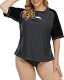 Halcurt Womens Plus Size UVSwim Shirt Sonnenschutz Rash Guard Badeanzug 1X