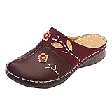 ZZRINIMD Damen Geschlossene Zehen Leder Handgemachte Sandalen Fischer Strandsandalen Für Outdoor Walking Fahren Flache Sandalen Bequeme Knöchelriemen Ausgeschnittener Käfig Sommer Rö