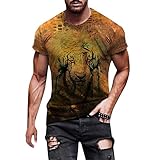 Shirts Loose Fit Herren T-Shirt Kurzarm Tee mit Rundhalsausschnitt 3D Tier Druck Tshirt Modisch Motiv Freizeitshirt für Männer Lässige Bequem Top Casual Weich Streetw