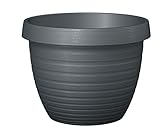 Scheurich Country Star, Pflanzgefäß aus Kunststoff, Metallic Grey, 48 cm Durchmesser, 36,7 cm hoch, 40 l V