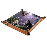 Leder Valet Tray, Würfel Tray Folding Square Holder, Kommode Organizer Platte für Wechsel Münzschlüssel Dachs Wolf Ow