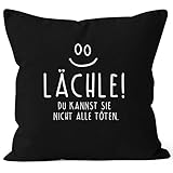 MoonWorks Lächle du Kannst Sie Nicht alle töten Kissen-Bezug Hülle Deko-Kissen Baumwolle schwarz 40cm x 40