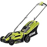 Ryobi Elektro-Rasenmäher RLM13E33S, Grasmäher mit 1300 W, 33 cm Schnittbreite, 5-stufige zentrale Schnitthöhenverstellung, EasyEdge Rasenkamm, 35 l Textil-Grasfangsack mit Hardtop, Art.-Nr. 5133002343