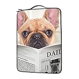 MBNGGAB Französische Bulldogge Hund Zeitung Laptop Hülle 14 Zoll Laptop Tasche Wasserdicht Tragbar Laptop Männlich und Weib