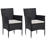 vidaXL 2X Gartenstuhl Rattansessel Essstuhl Rattanstühle Gartenmöbel Sessel Stuhl Garten Rattanmöbel Rattanstuhl Poly Rattan Schw