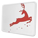 Rechteckiges Mousemat-Mauspad, springendes Rentier, das eine sternenklare Spur hinter der Weihnachtsfigur-S