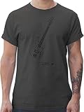 Rock'n'Roll - Love - Gitarre - XXL - Dunkelgrau - t-Shirt Herren Rock'n'roll - L190 - Tshirt Herren und Männer T-S