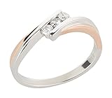 Ardeo Aurum Damenring aus 375 Gold bicolor Weißgold Rosegold mit 0,15 ct Diamant Brillant Spannfasssung Verlobungsring S