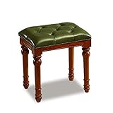 Holzhocker Massivholz-Hocker Hocker aus Holz Stuhl Luxuriöse kleine runde Hocker Leder Hocker for Haus Wohnzimmer Schlafzimmer Kurz Hocker, Braun, 18.5' H Kleiner Hocker (Color : C)
