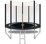 DMS® Trampolin Ø 244/305 cm | TÜV SÜD GS Zertifiziert | Komplettset mit Sicherheitsnetz, Leiter, Randabdeckung & Zubehör | Kindertrampolin Gartentrampolin bis 150 kg TP-8-10 (Grau, Abdeckplane 305 cm)