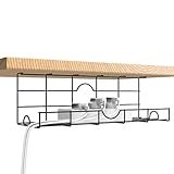 Schreibtisch-Kabel-Management-Tablett, Kabel-Organizer für Draht-Management, Metalldraht-Kabelablage für Büro und Zuhause, 2 Stück, Stehtischablage, schwarzer Kordelkorb, 43,2 cm (innen)