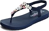 Skechers Damen Meditation Slingback Sandalen, Blau (Navy Mitobuck/Rhinestone Trim Nvmt), 39 EU