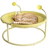 HIKEMAN Haustier Katzenbett Hundebett - Haustier Schlafsofa Katzenbett,Atmungsaktiver Sommer,Waschbar, Rund,für Katzen/Kleine Hunde(Gelb)